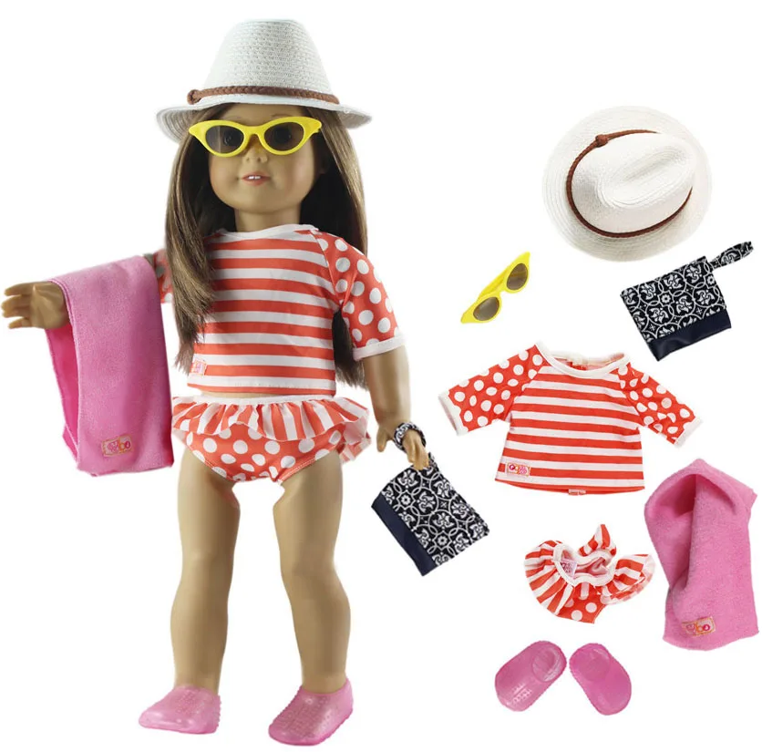 7 PCS Outfit R1 Новейший модный кукольный комплект одежды, игрушечная одежда для 1", американская кукла, повседневная одежда, много стилей на выбор - Цвет: 7 PCS Outfit R1