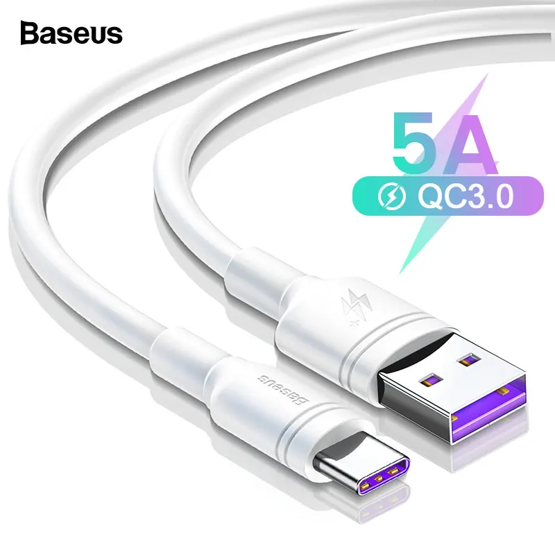Кабель Baseus 5A usb type-C для huawei mate 20 P20 P30 Pro Lite USB C type-c кабель 2A для samsung S10 S9 Oneplus 6t USB-C зарядное устройство
