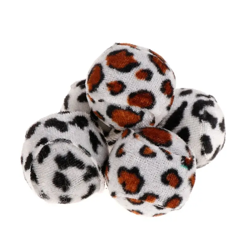 

5pcs Pet Toy Plush Balls Leopard Interactive Play Funny Cat Dog Kitten Scratch Toys Sound Chew Bite