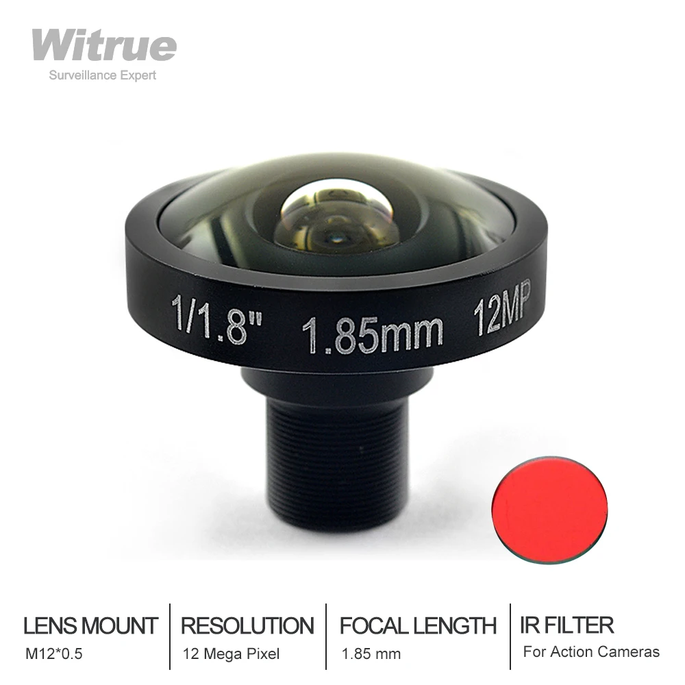 4K 12MP Fisheye CCTV Lens 1.85mm 1/1.8 Inch 185 Degree M12 Mount For SJCAM Xiaomi Yi Gopro Eken Action Cameras | Безопасность и