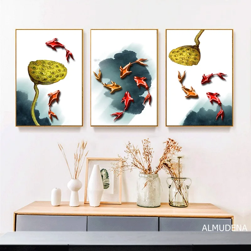 Новые китайские чернила цветок лотоса девять планшетов настенные картины для