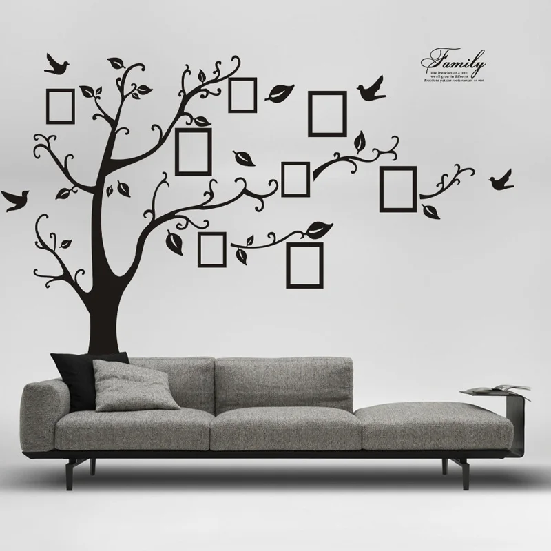 

Large 250*180cm/99*71in Black 3D DIY Photo Tree PVC Wall Decals/Adhesive Family Wall Stickers Mural Art Home Decor Free Shipping