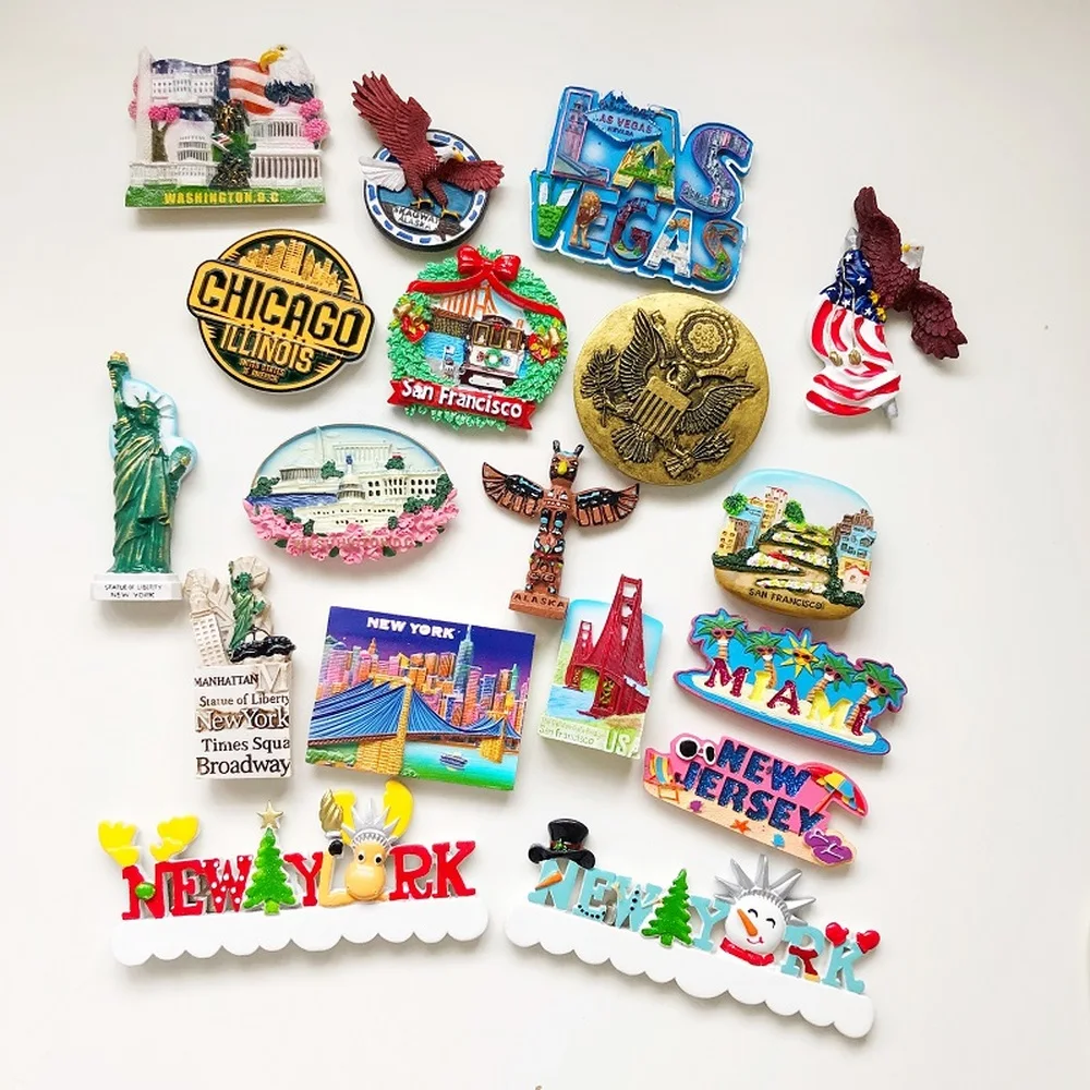 

BABELEMI USA Refrigerator Magnets New York Las Vegas Chicago San Francisco Miami Alaska Souvenirs Fridge Magnet Home Decoration