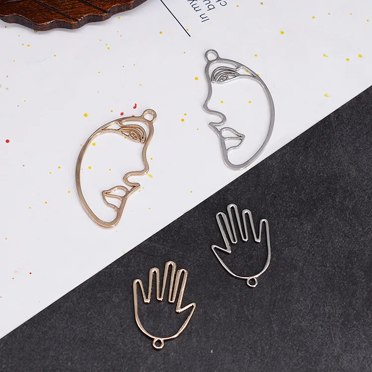 

10pcs Metal Personality Face and Hand Earring Necklace Jewelry Pendant DIY Jewelry Making and Hand Charm Charm