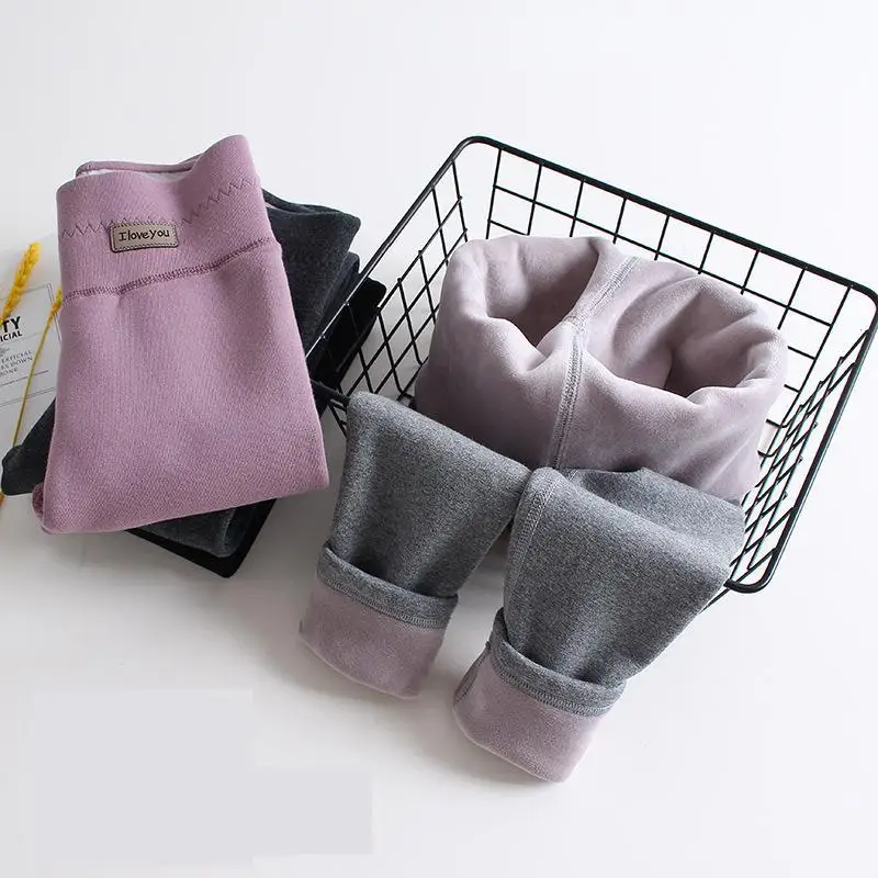 

Зимние детские брюки с высокой талией, плотные плюшевые бархатные детские леггинсы, Осенние теплые флисовые брюки для девочек, брюки для де...