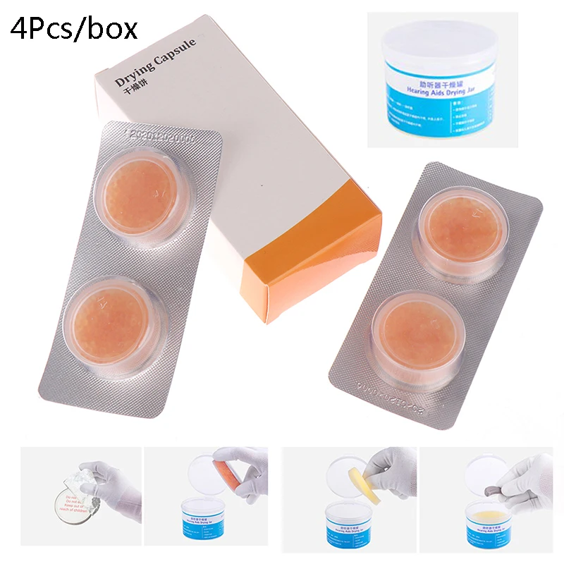 

[2 Boxes/ 4 Cards] Hearing Aid Drying Capsules Desiccant Dehumidifier Drying Pallet for BTE