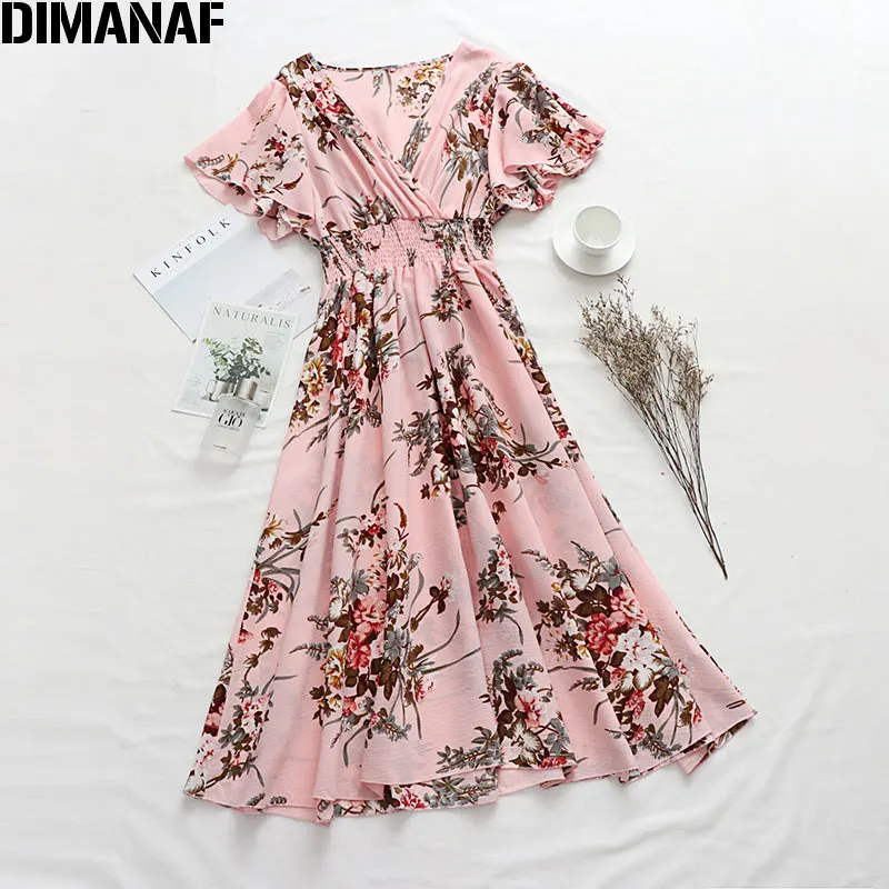 Женское платье с цветочным принтом DIMANAF свободное для отдыха в пляжном стиле