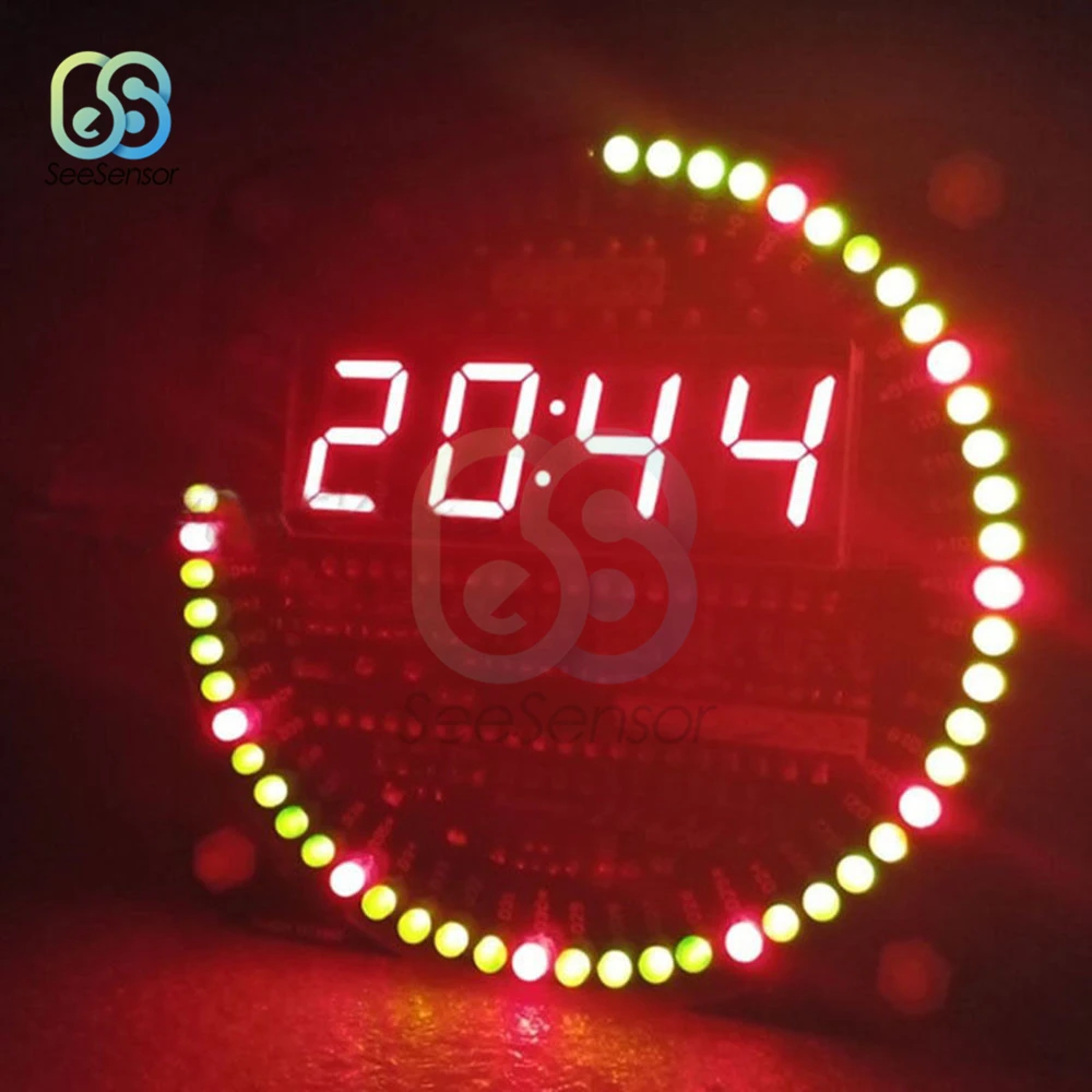 Вращающийся DS1302 светодиодный цифровой дисплей модуль сигнализации электронный цифровой Будильник Светодиодная панель температурного контроля DIY Kit обучающая доска 5 В