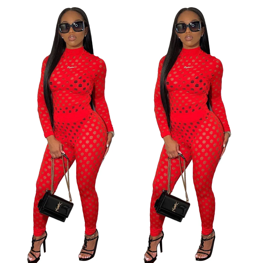 

Adgoirl Woman Hollow Out See Through Jumpsuit Women 2021 Turtleneck Net Plaid Hole Skinny Elastic Club Streetwear Rompers S-XXL