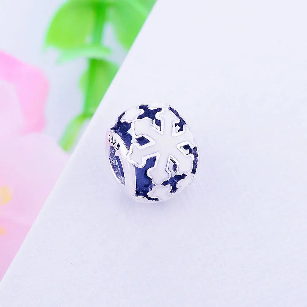 Оптовая продажа бусины из стерлингового серебра 925 пробы в форме снежинки