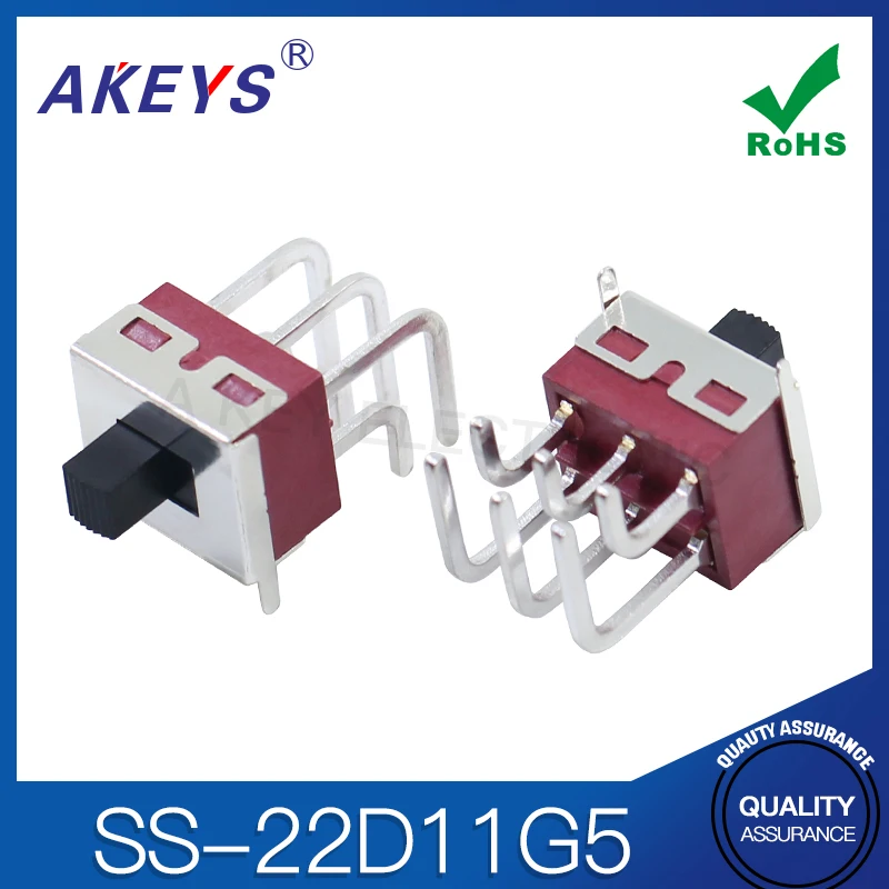 SS-22D11G5 (2P2T) 2-й переключатель передач 11*13.5 двухрядный 6-контактный изогнутый нож 90