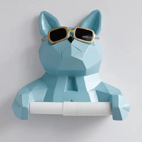 Blue Dog Скандинавский череп животное скульптура подвеска тканевая поддержка для ванной стены украшение дома пленка коробка поддержка настенная бумага держатель для полотенец - Цвет: Blue Dog