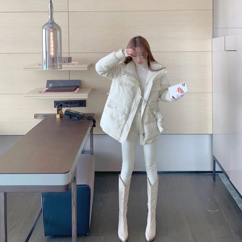 

Autumn and winter Korean style stand-up collar, small fragrance, temperament, small bread, cotton clothes, women's trend