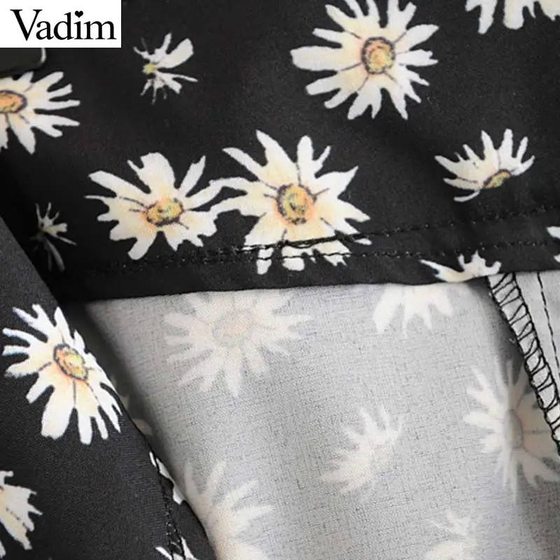 Vadim Женская Цветочная юбка миди с принтом ремень бантом боковой молнией Сплит