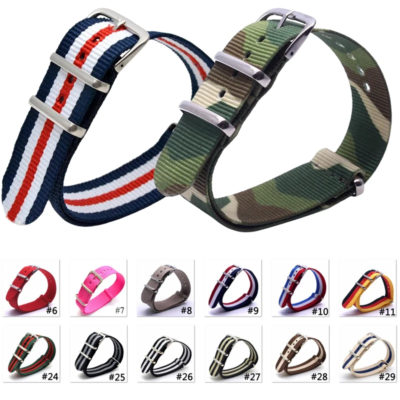 

16mm 18mm 20mm 22mm 24mm Strap Fabric Nylon Watchband Buckle Belt Colorful Rainbow Fabric Woven Substitute DW Strap