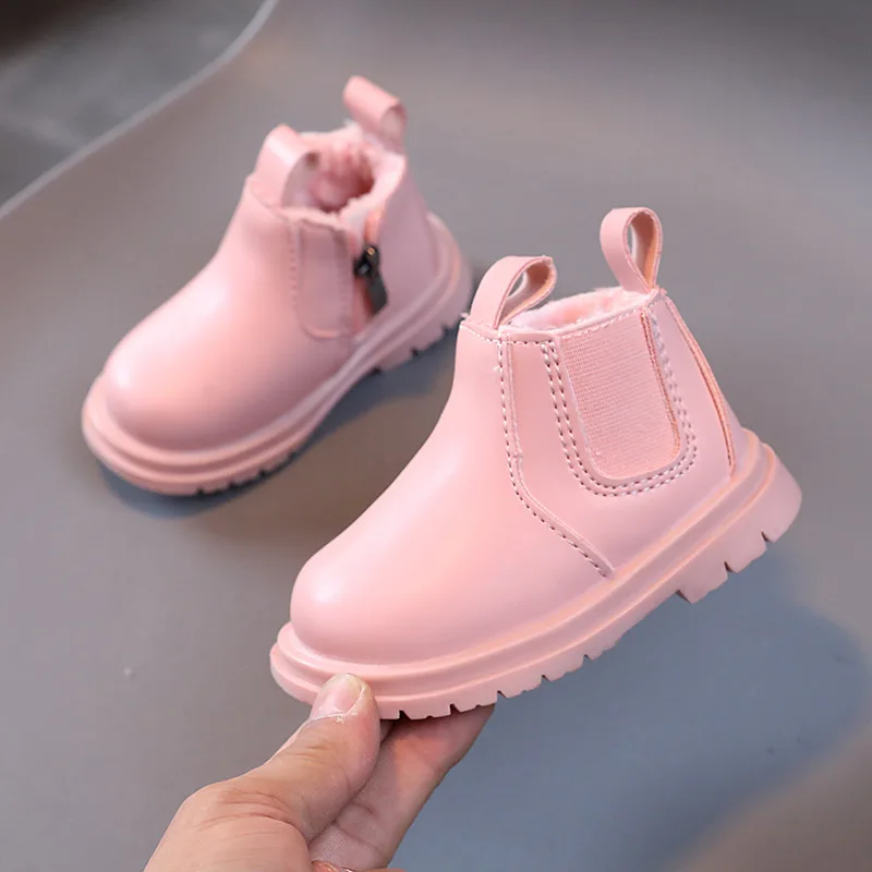 

Baby Girl Ankle Boots Plush Warm Winter Toddler Cotton Shoes Soft Sole Kids First Walkers Non-slip Lightweight 0-2Year