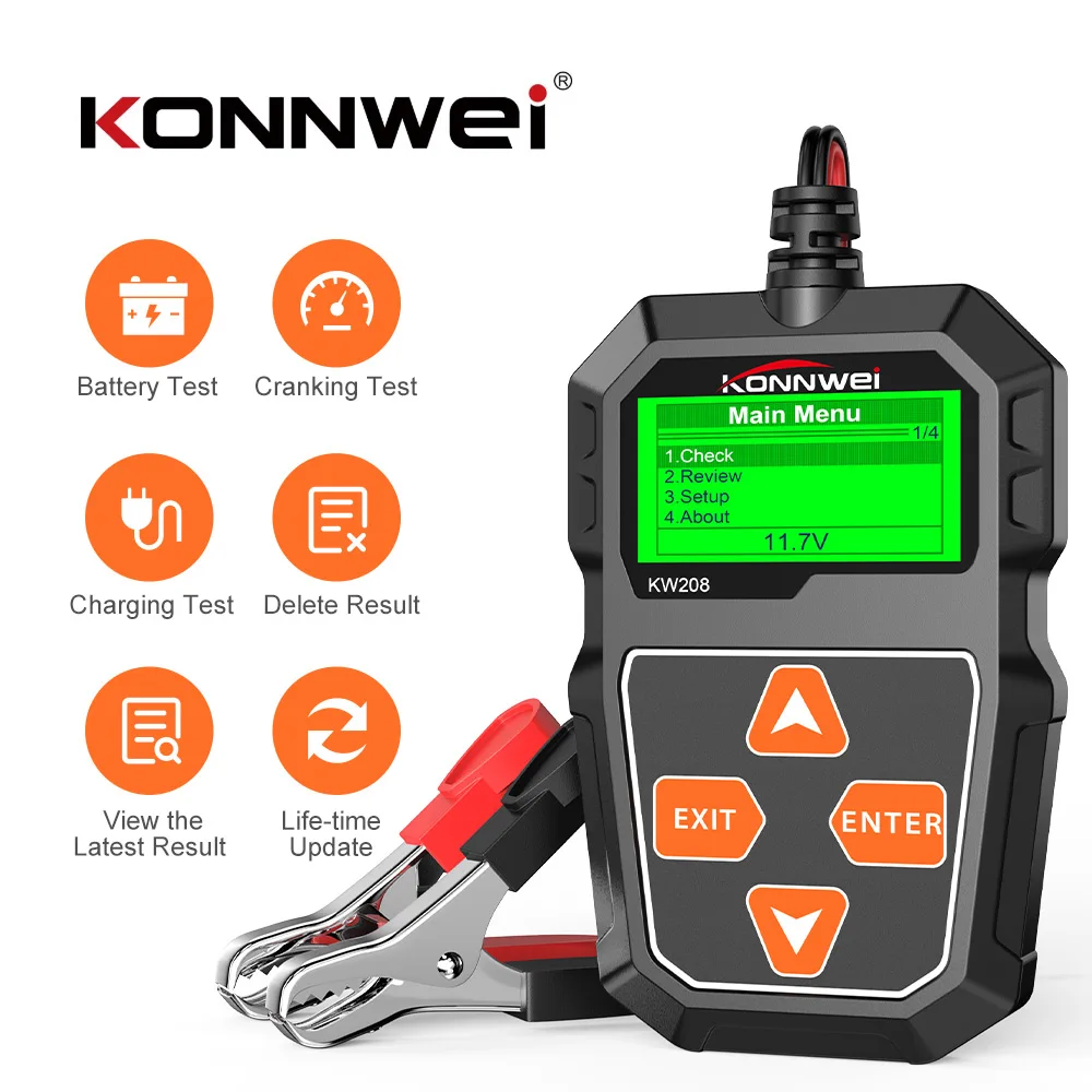 Устройство для тестирования автомобильного аккумулятора KONNWEI KW208 12 В | Автомобили