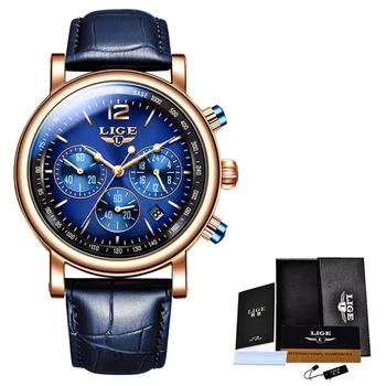 Men Watches 2022 LIGE New Fashion Business Waterproof Quartz Wrist Watch For Men Top Brand Luxury Leather Strap Sport Clock Male Other Image