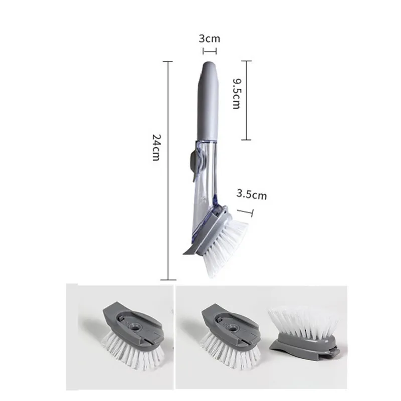 brush set Кухонная щетка для посуды, кухонная помощь, длинная ручка, автоматический дозатор мыла, щетка для чаша для гриля, кастрюля, щетка для чистки - Цвет: brush set