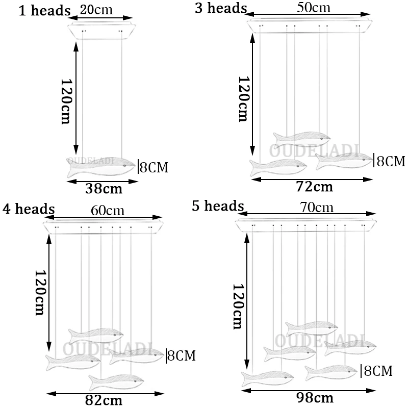 Светодиодные Современные Простые многоголовые в форме рыбы теплые модные лампы