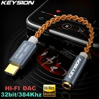 keysion hd digital decoder usb dac hi res type c to 3 5mm headphone amplifier adapter for android phone pc mac hi fi audio cable