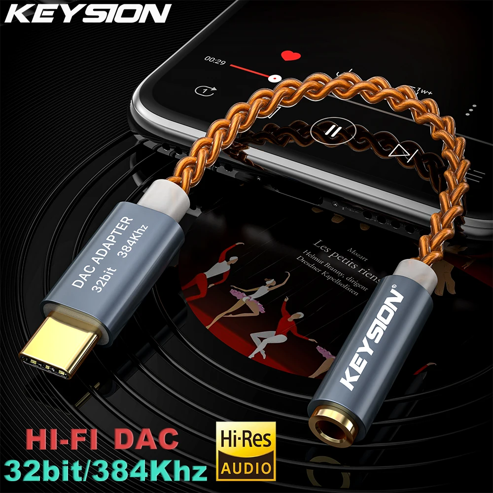 Цифровой декодер KEYSION HD USB DAC Hi Res Тип C на 3 5 мм усилитель для наушников адаптер Android