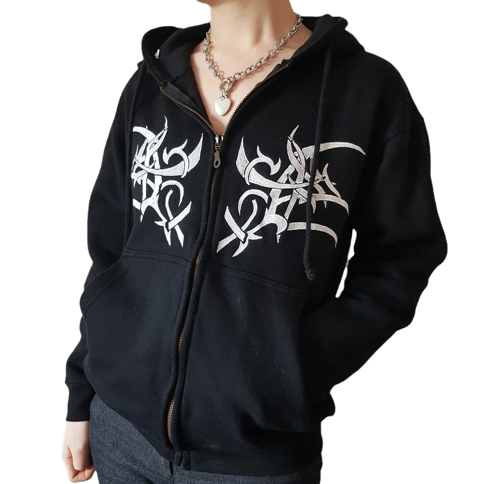 

Women’s Zip Up Hoodies, Long Sleeve Thorn Print Loose Fit Drawstring Sweatshirts