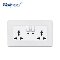 switched double 13a multifunction socket with led indicator wallpad luxury white wall power electrical outlet sockets pc panel
