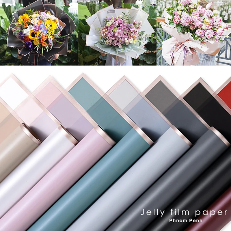 

Korean Style Flower Packaging Materials Matte Paper Wrapping Paper Bouquet Wrapping Paper Textured Jelly Film Wrapping Paper