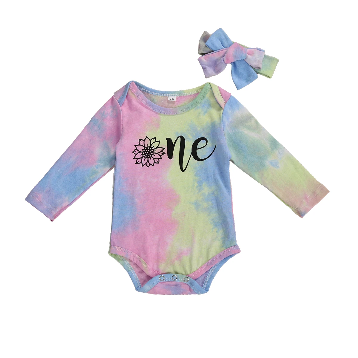 

0-6M Newborn Kid baby Boy Girl Clothes Tie Dye Gradient Bodysuit Long Sleeve Print Sunsuit cute Sweet Cotton New Born Outfit