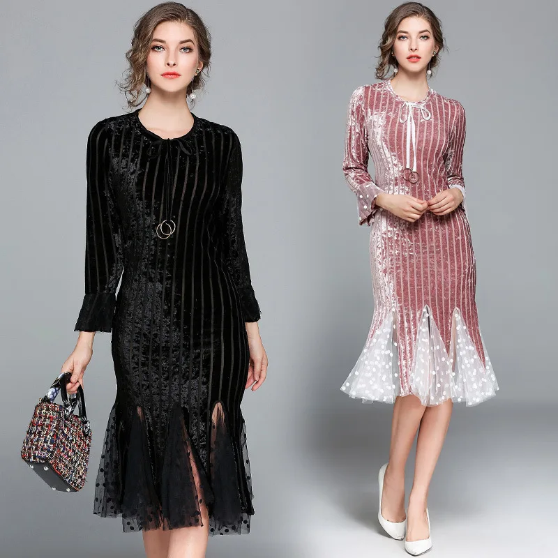 MLCRIYG Элегантное Черное Женское Платье облегающее платье женское осеннее