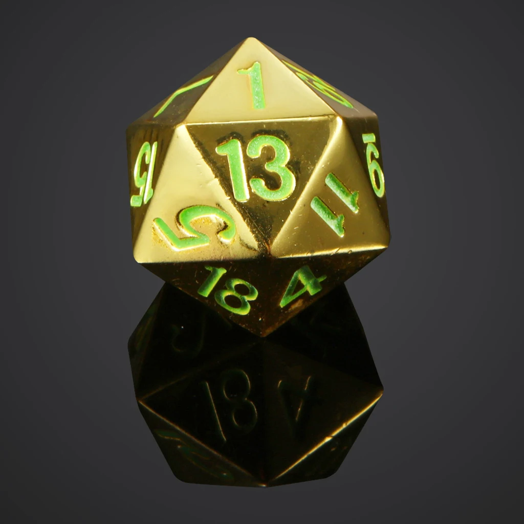 

Solid Metal D20 Polyhedral Dice for D&D RPG Gaming Twenty Sided Die