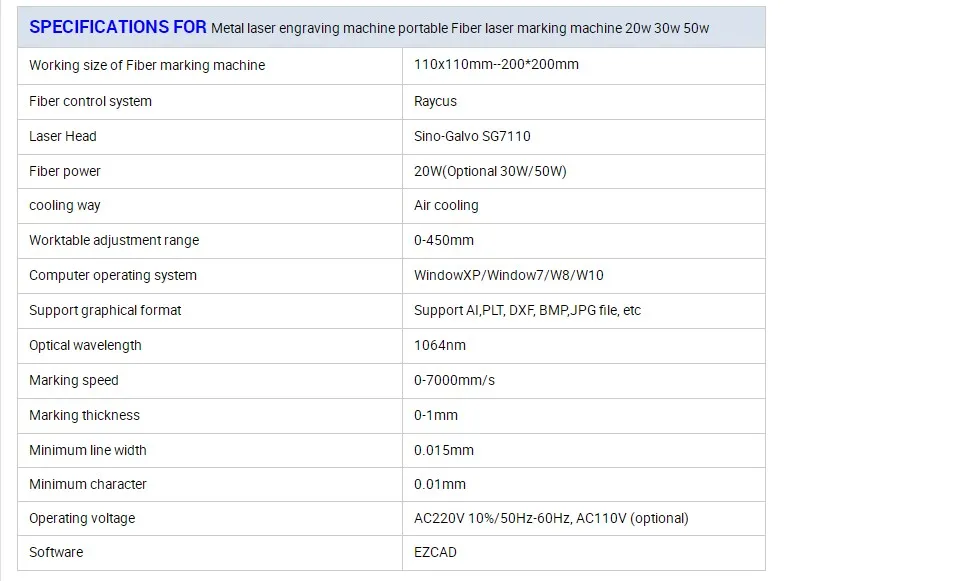 Бесплатная доставка 20 Вт разделенная волоконная Лазерная металлическая
