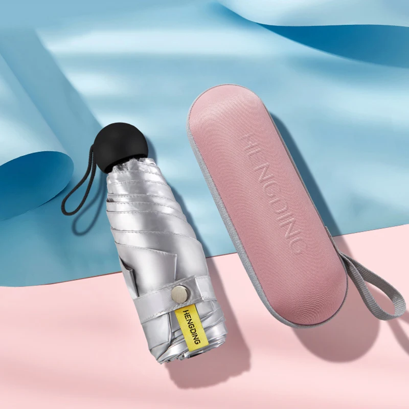 Мини-капсульный зонтик пятислойный с защитой от солнца и УФ-лучей UPF50 + женский