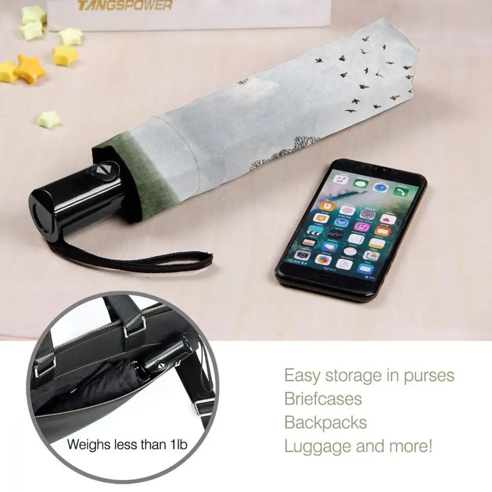 

Automatic Umbrella Rain Women Three-folding Umbrella Amazing Human Face Tree Windproof Umbrella Female Waterproof parasol