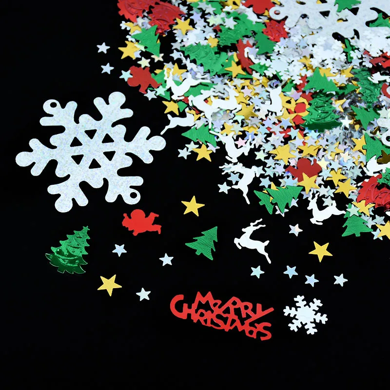 

15g/pack Merry Christmas Confetti Sequins Festive Atmosphere Christmas Tree Snowflake Elk Angel New Year Party Table Decoration