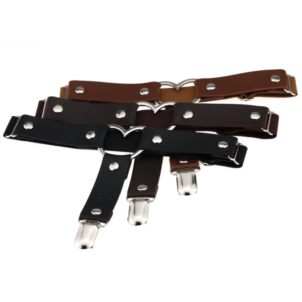 

2021 PU Handmade Simple Heart Shaped Garter Belt Female Elastic Belt Adjustable Thigh Suspender Punk Gothic Anklets Accessories