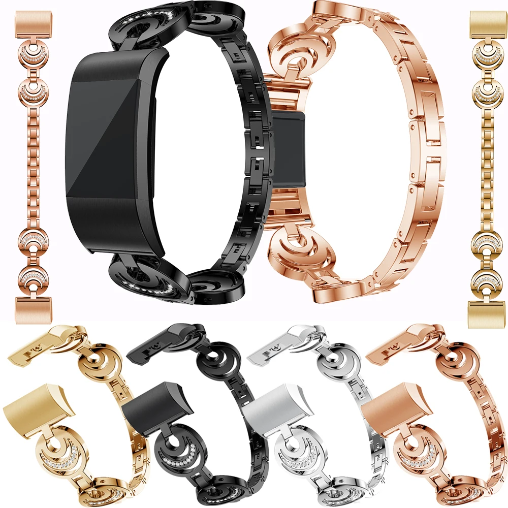 

Новый модный ремешок для Fitbit charge 2, браслет из сплава с изображением солнца, луны и звезд для смарт-часов