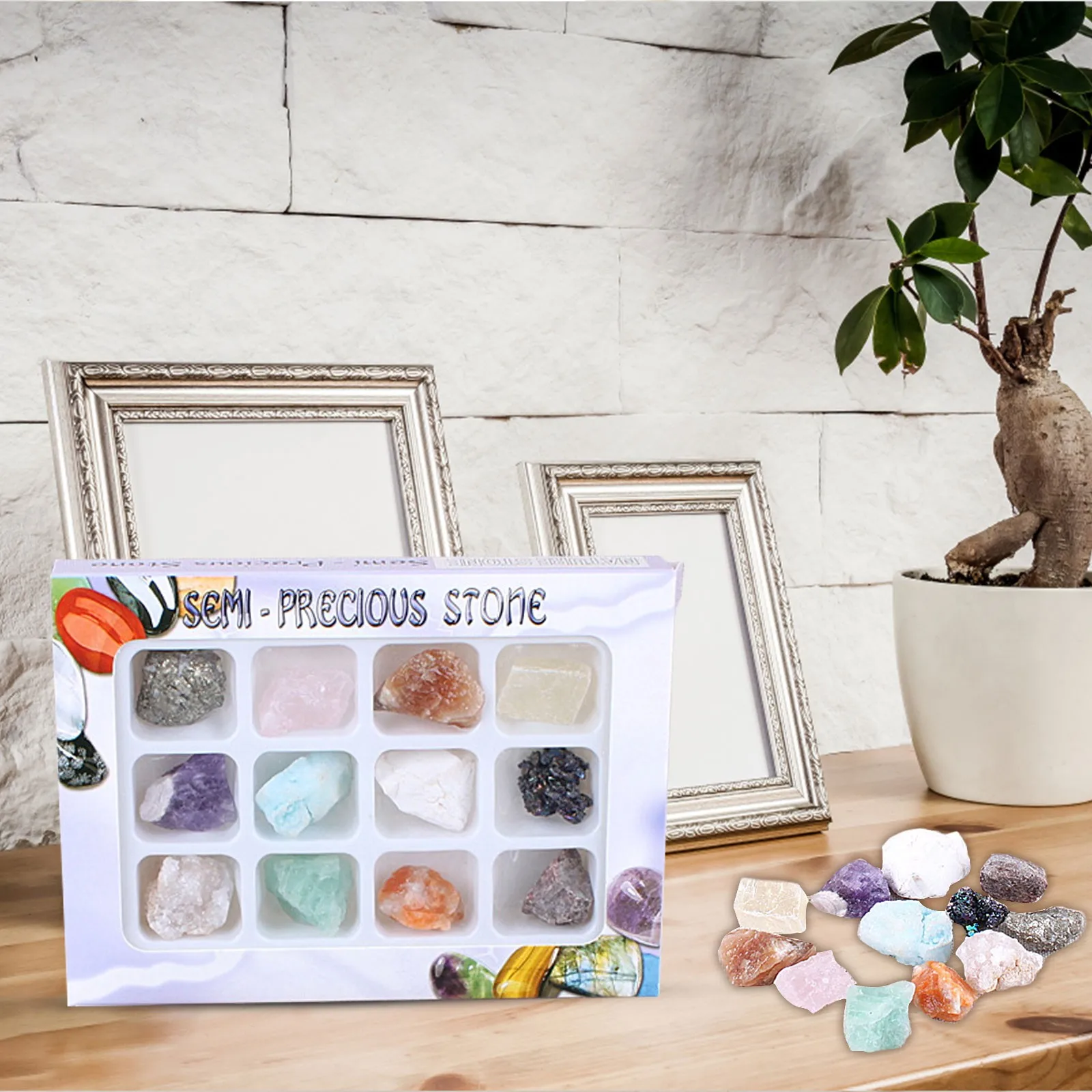 Коллекционная Подарочная коробка с натуральными кристаллами надписью &quotMerry