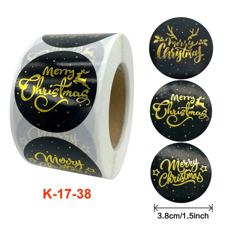 

500Pcs/Roll 3.5inch Christmas Sealing Stickers Thank You Seal Labels Handmade Gift Labels Festival Supply Box Candy Bag Package