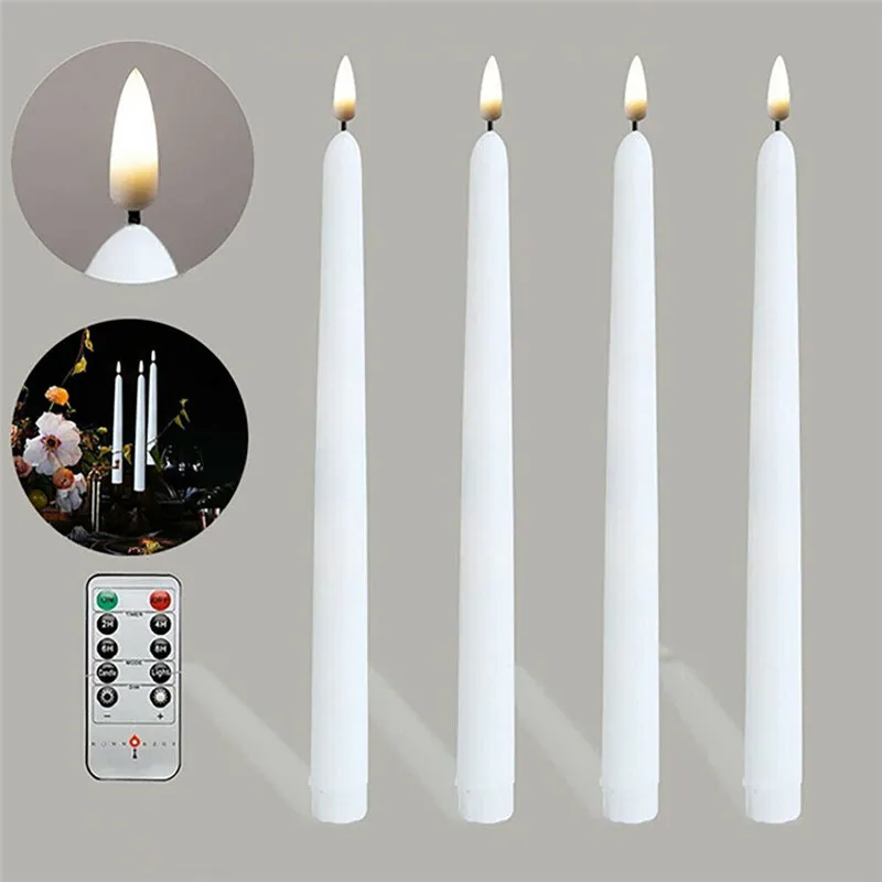 

4Pcs LED Optic Wax Candles Flameless Electric Taper Candle Table Candle 28cm Party Electronic Birthday Wedding Lighting Supplies