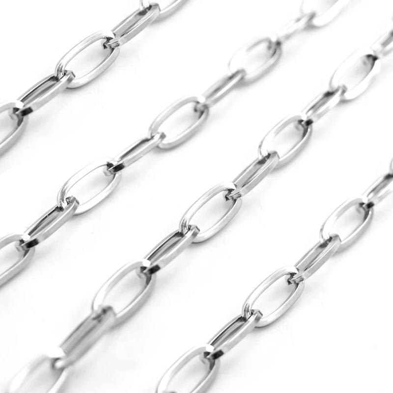silver Овальная уникальная мужская цепочка ожерелье яйцо в метр без зажимов серебро/золото цвет 6 мм ширина квадратная линия из нержавеющей стали мужские ювелирные изделия - Окраска металла: silver