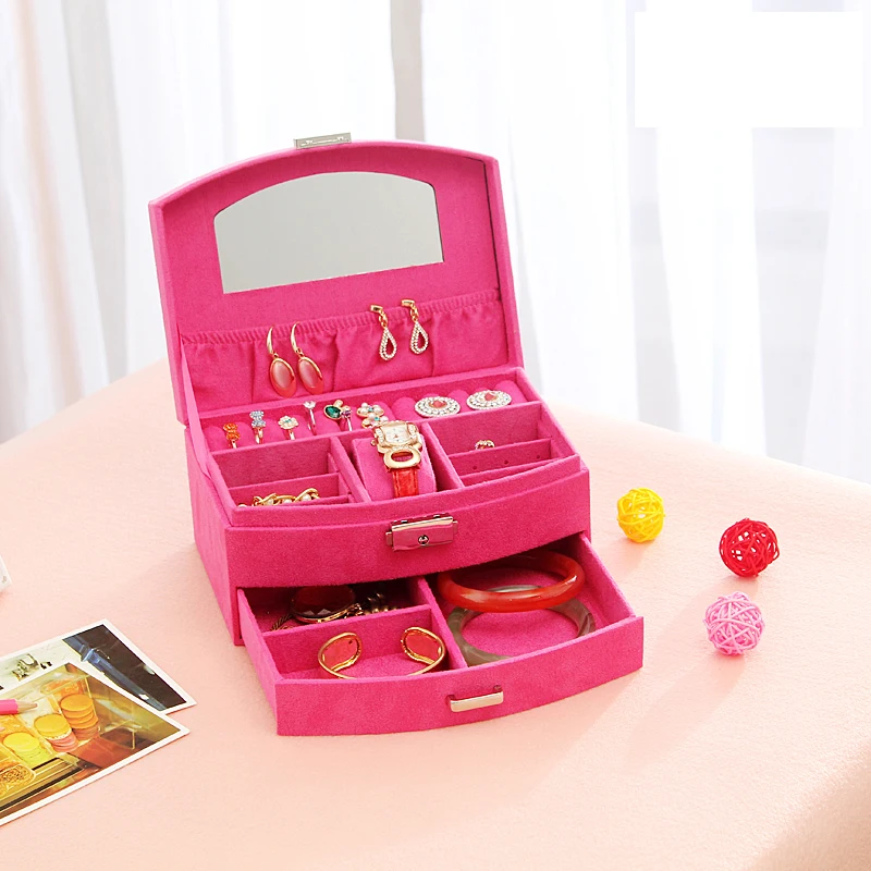 Шкатулка для ювелирных украшений в европейском стиле фланелевая Запираемая