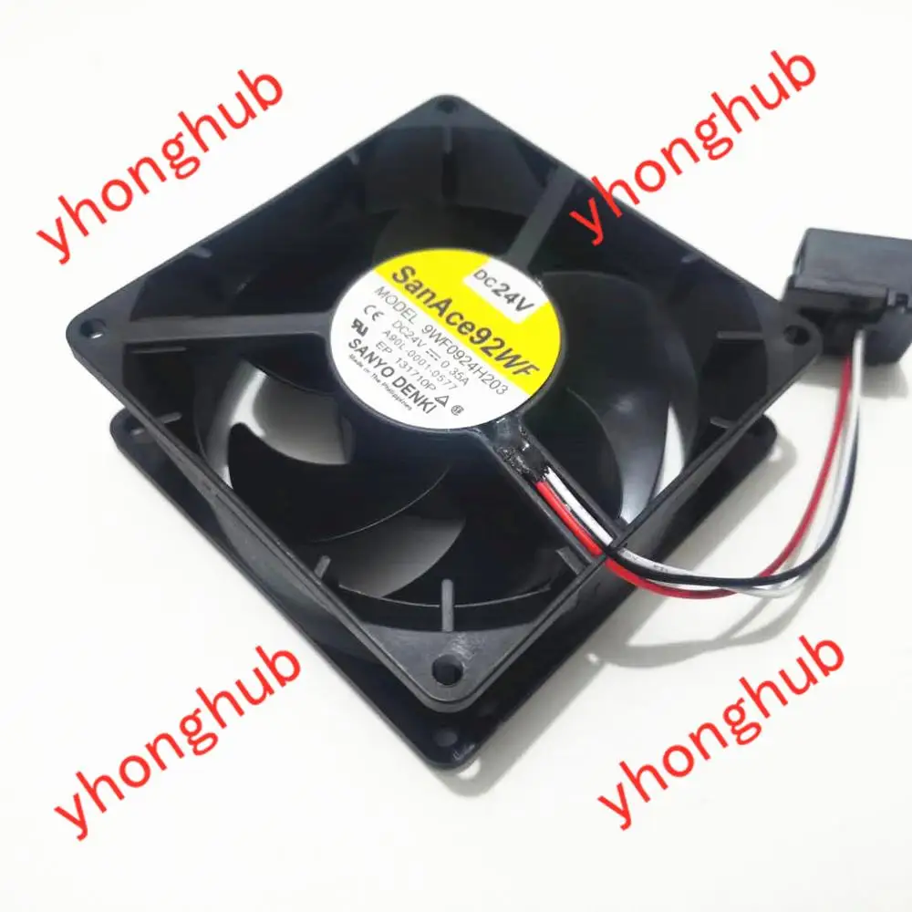 3-проводной Вентилятор охлаждения сервера Sanyo Denki 9WF0924H203 DC 24 В 0 35 A 92x92x32 мм