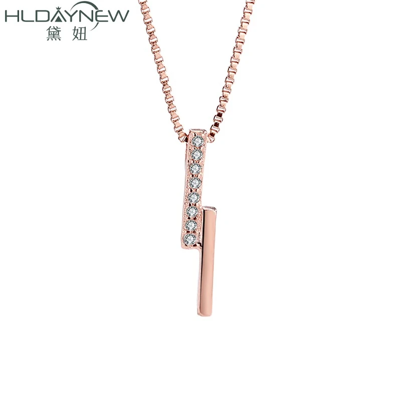 

Long Bar Ins Geometric CZ Pave Pendant Necklace For Woman Charms Brass Ornaments Hot Collar Choker Drop Charms Fashion Accessory