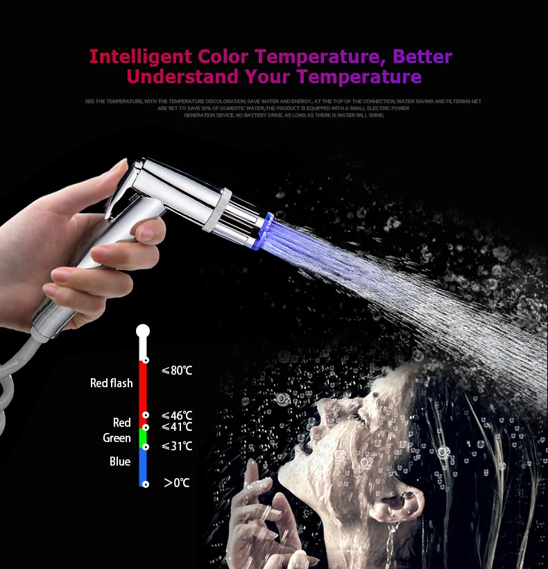Fashion Led Water Faucet Light Intelligent Temperature Controlled Tap Kitchen Faucets Nozzle No Need Battery | Обустройство дома