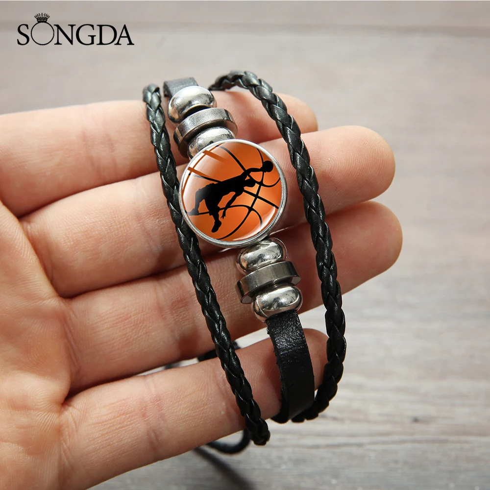 Мужска баскетбольная браслет с шармом панка Софтбол Бейсбол Футбол печатных