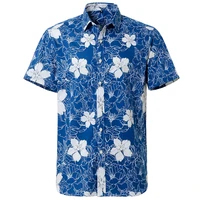 summer pure cotton floral hawaiian mens shirt short sleeve regular fit beach wearing factory direct sell