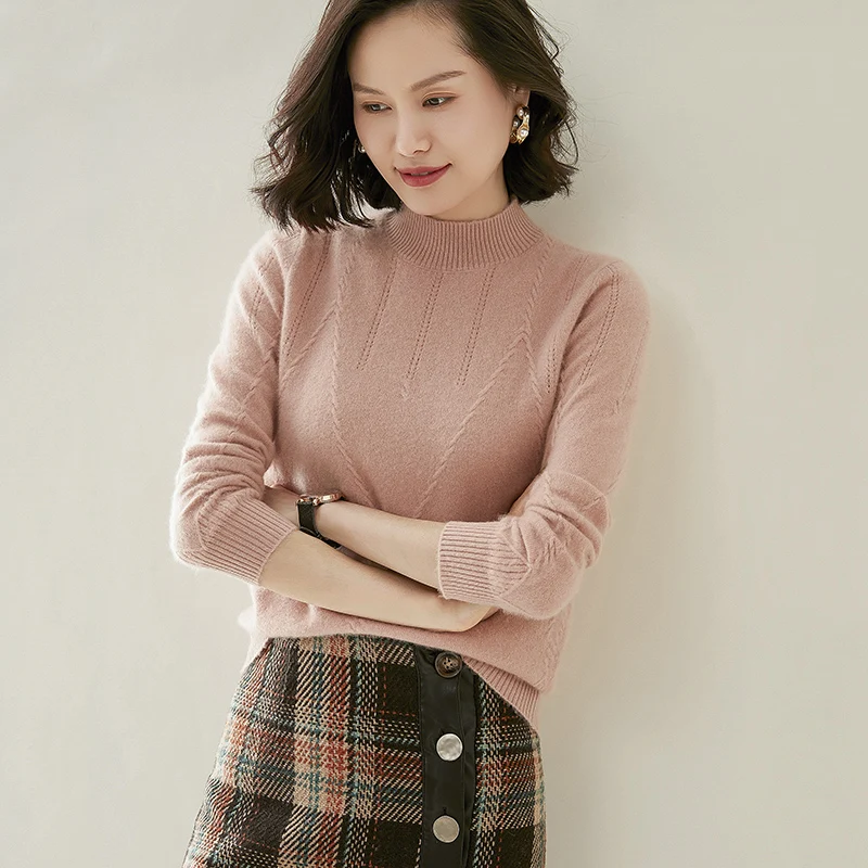 adishree 2020 woman winter 100% Cashmere sweaters autumn knitted Pullovers High Quality Warm Female thickening Turtleneck