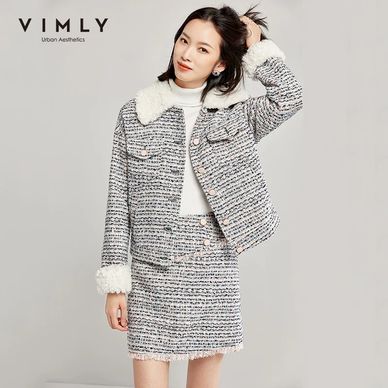Vimly зимний комплект из двух предметов женский элегантный однобортный короткий